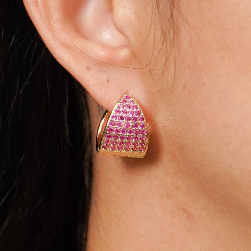 Brinco argola microzircônia 18 mm pink