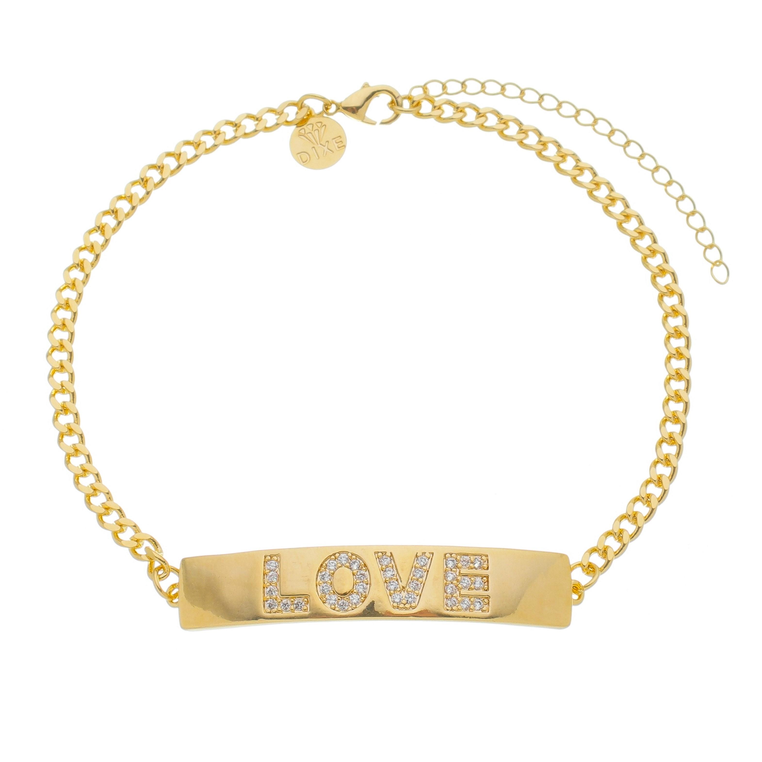 Pulseira Chapa Cravejada Love