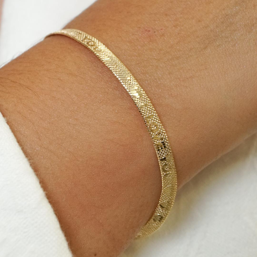 Pulseira FITA 4 MM Ouro dourado 17CM LOVE