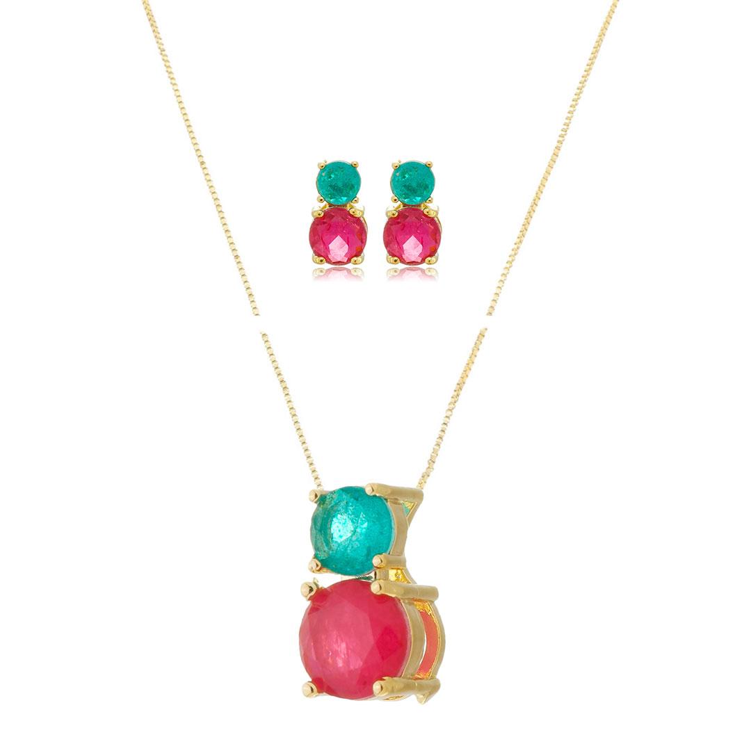 Conjunto Pedra fusion pink verde